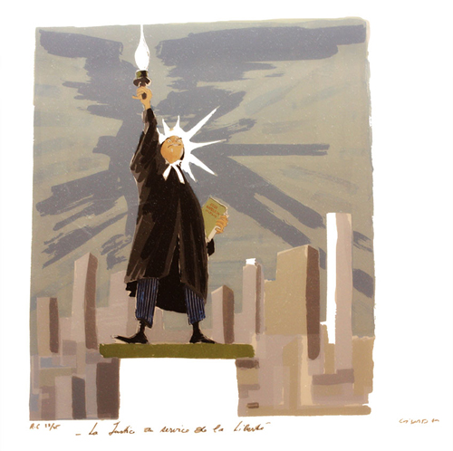 La justice au service de la liberté, caricature de Girerd