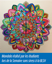Mandala colorié à la Bibliothèque des lettres et sciences humaines